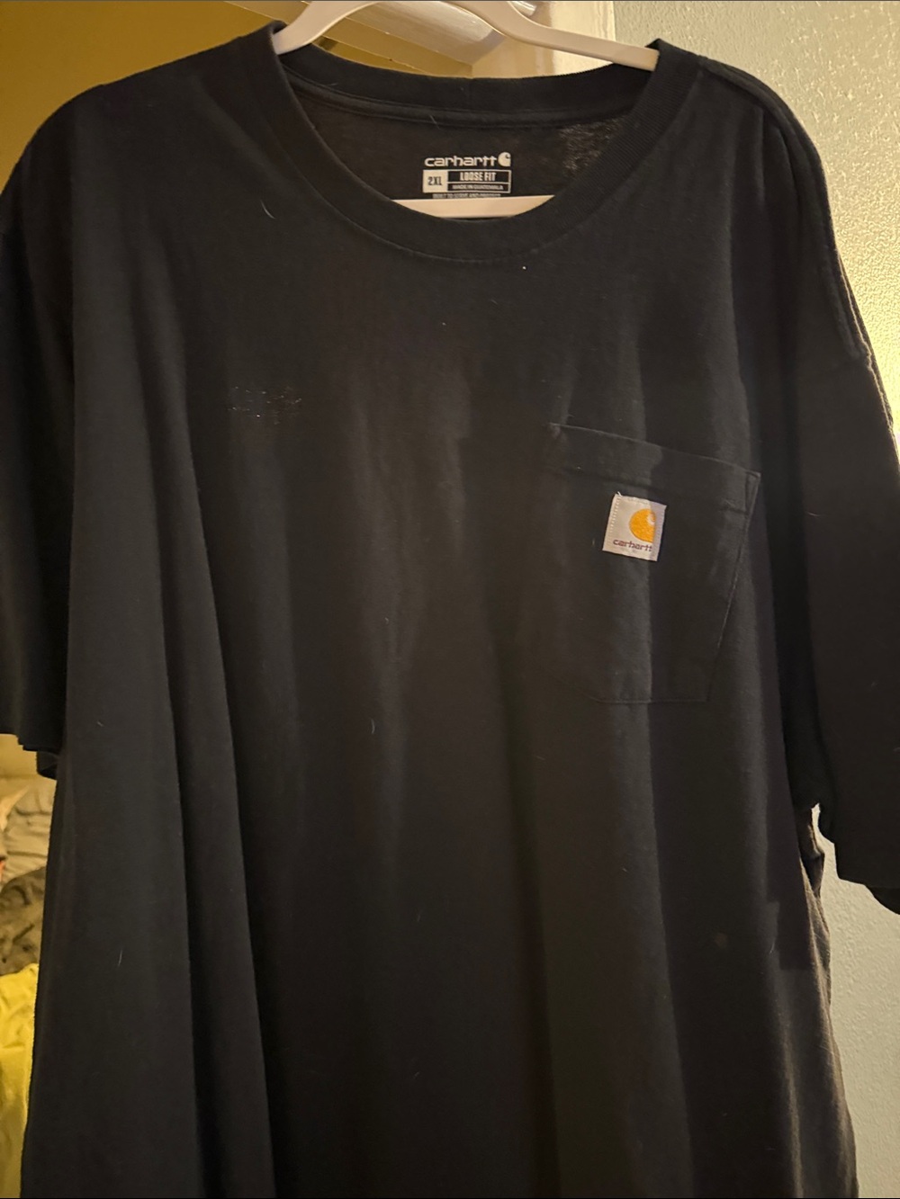 Carhartt Men's Black Short Sleeve Pocket Tee with Logo Patch